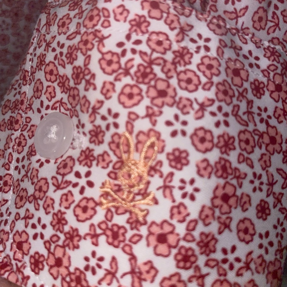 Psycho Bunny 🐰 small floral print, size 34/35 neck 17 1/2 - Picture 4 of 7